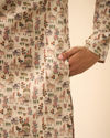 Manyavar Men Beige Cotton Splendor Kurta
