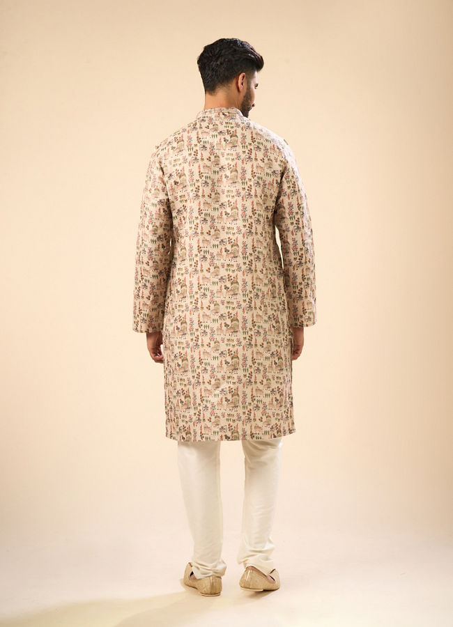 Manyavar Men Beige Cotton Splendor Kurta