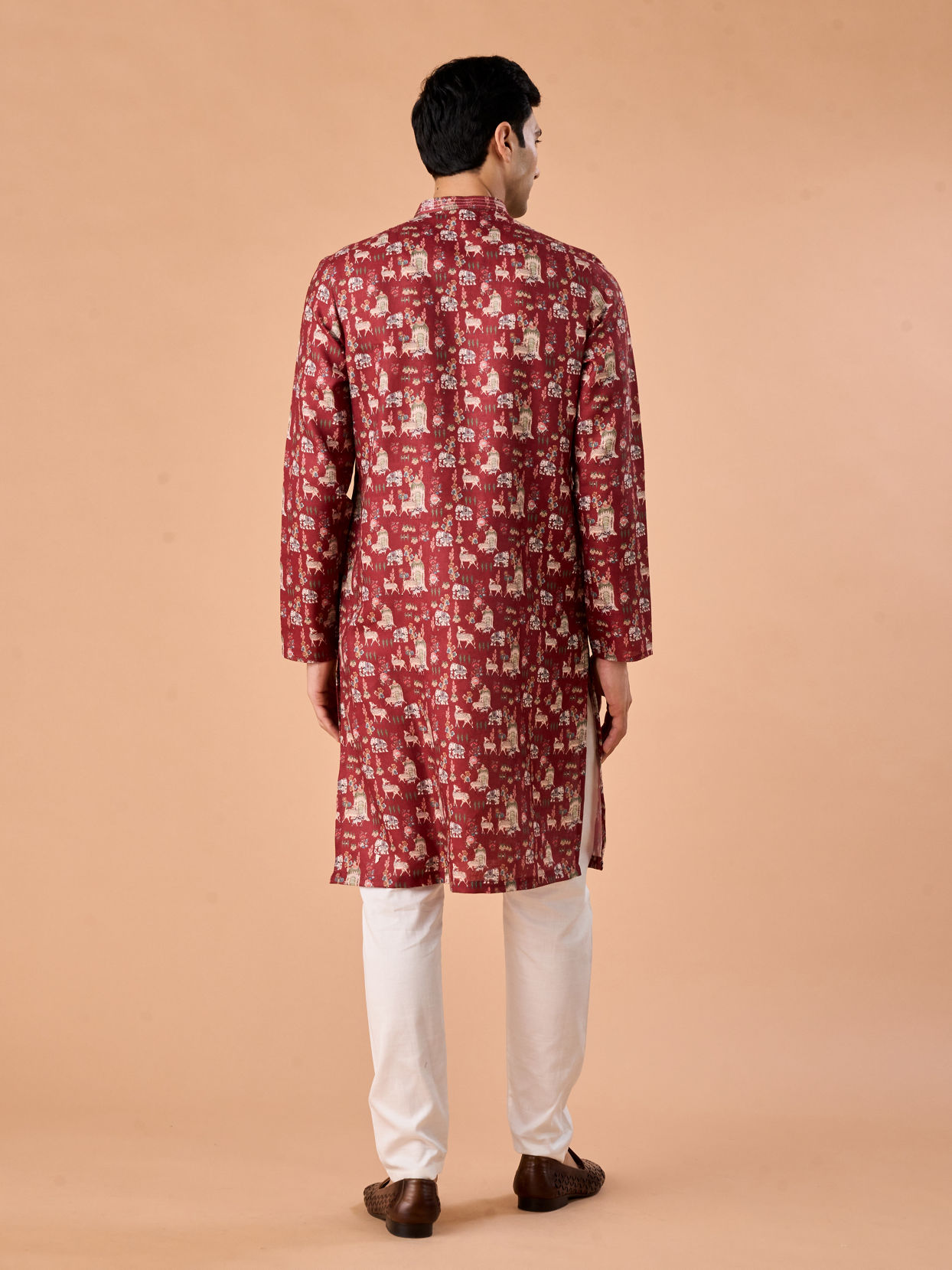 Manyavar Men Rust Kissed Cotton Kurta