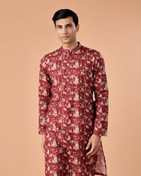 Manyavar Men Rust Kissed Cotton Kurta