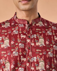 Manyavar Men Rust Kissed Cotton Kurta