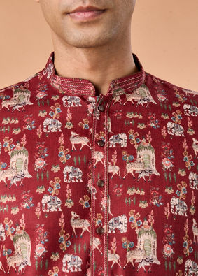 Manyavar Men Rust Kissed Cotton Kurta