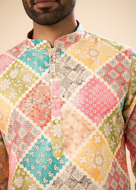 Manyavar Men Beige Cotton Harmony Kurta