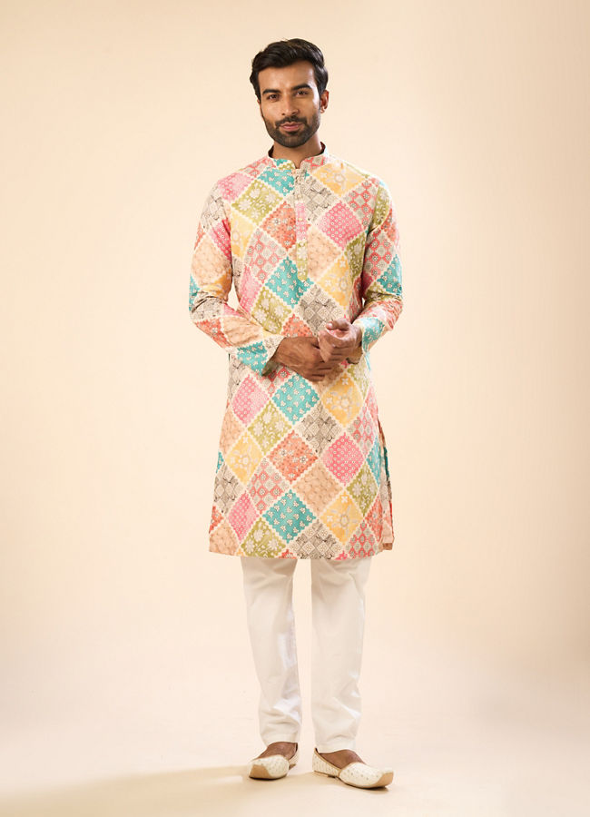 Manyavar Men Beige Cotton Harmony Kurta