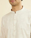 Manyavar Men Beige Blended Linen Mid Length Kurta
