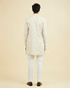 Manyavar Men Beige Blended Linen Mid Length Kurta
