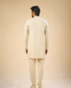 Manyavar Men Beige Blended Linen Designer Kurta
