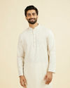 Beige Blended Linen Designer Kurta