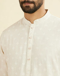 Manyavar Men Beige Blended Linen Designer Kurta
