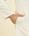 Manyavar Men Beige Blended Linen Designer Kurta
