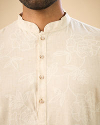 Manyavar Men Beige Enchantment Mid Length Kurta