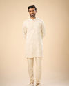 Manyavar Men Beige Enchantment Mid Length Kurta