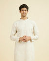 Manyavar Men Beige Enchantment Mid Length Kurta