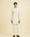 Manyavar Men Beige Enchantment Mid Length Kurta