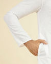 Manyavar Men Ethereal White Linen Mid Length Kurta