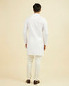 Manyavar Men Ethereal White Linen Mid Length Kurta
