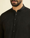 Manyavar Men Elegant Black Linen Kurta