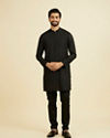 Manyavar Men Elegant Black Linen Kurta