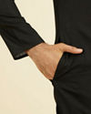 Manyavar Men Elegant Black Linen Kurta