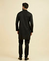 Manyavar Men Elegant Black Linen Kurta