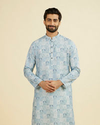 Manyavar Men Greyish Blue Cotton Kurta
