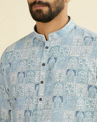Manyavar Men Greyish Blue Cotton Kurta