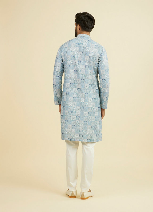 Manyavar Men Greyish Blue Cotton Kurta