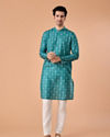 Manyavar Men Teal Green Elegance Kurta