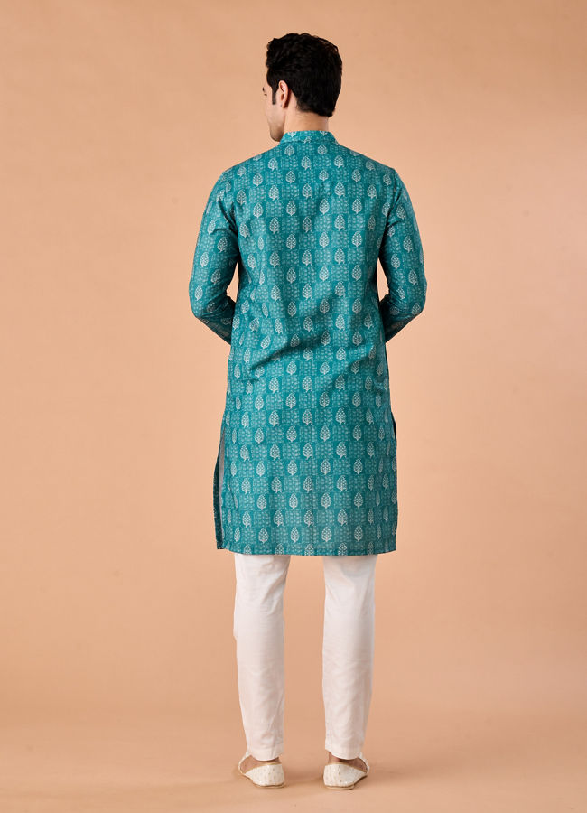 Manyavar Men Teal Green Elegance Kurta