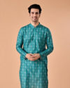 Manyavar Men Teal Green Elegance Kurta