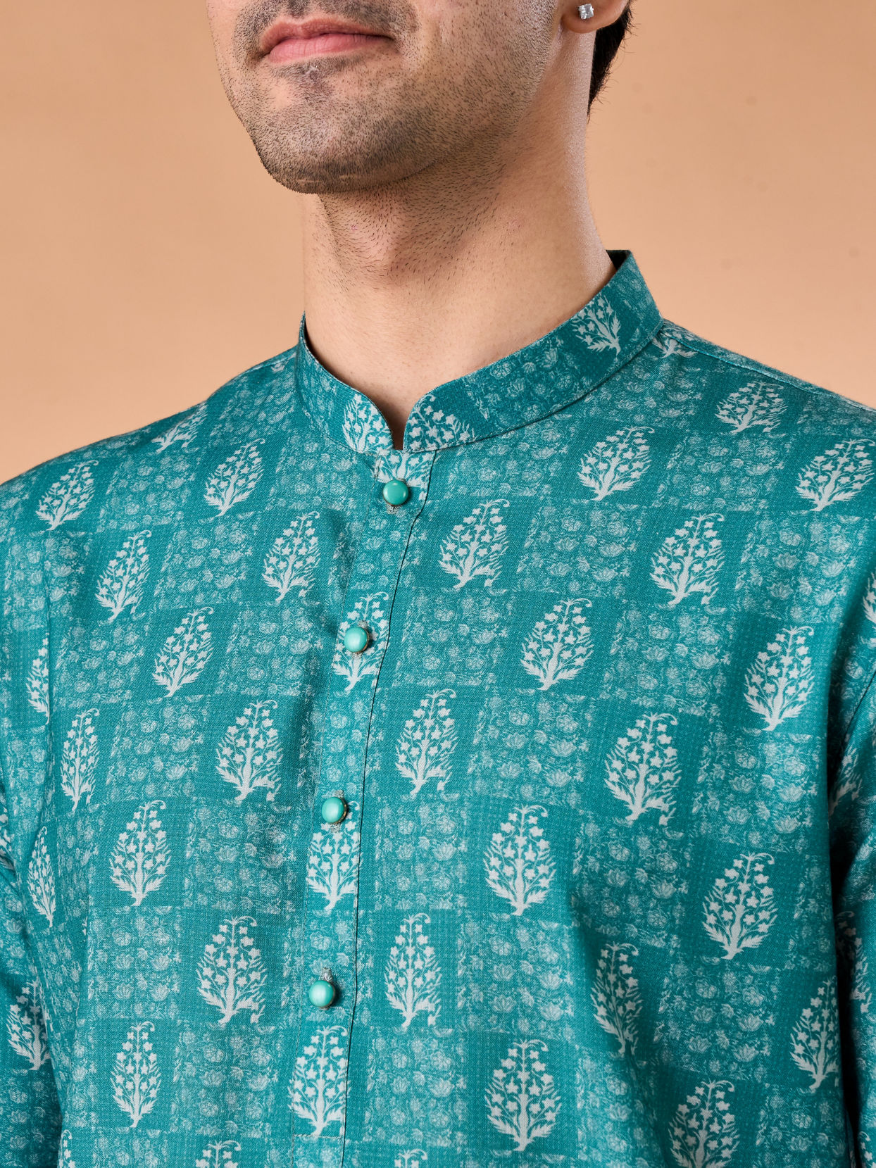 Manyavar Men Teal Green Elegance Kurta