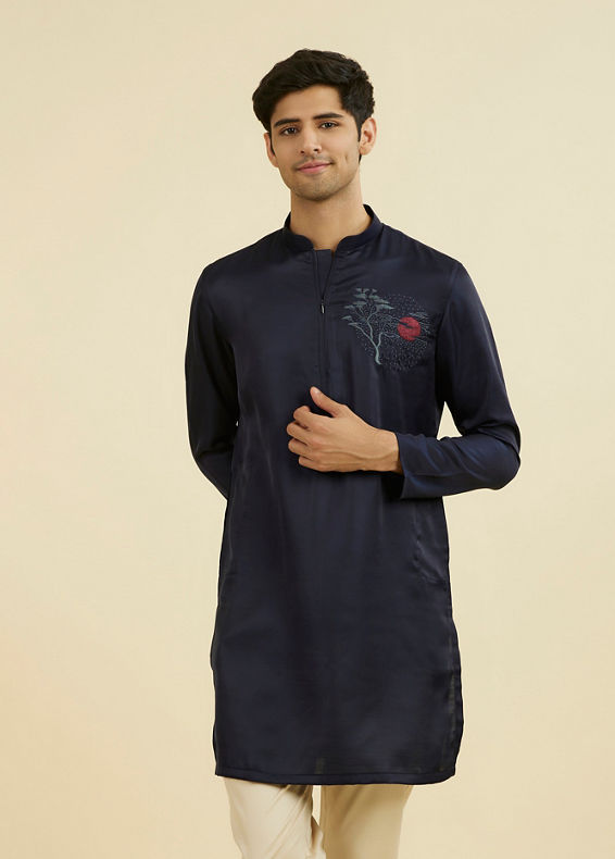 Manyavar Men Regal Dark Blue Kurta