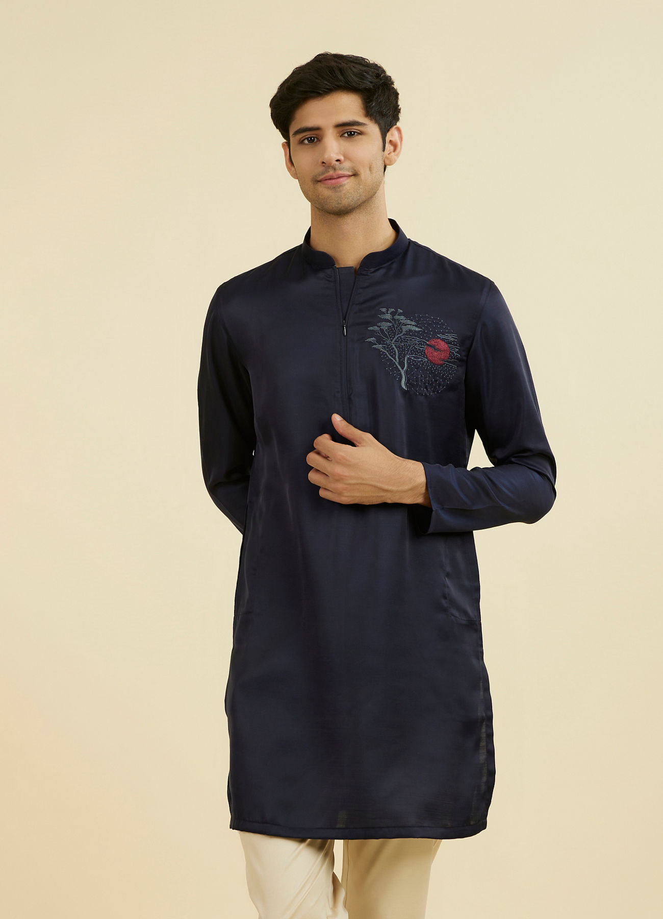 Manyavar Men Regal Dark Blue Kurta