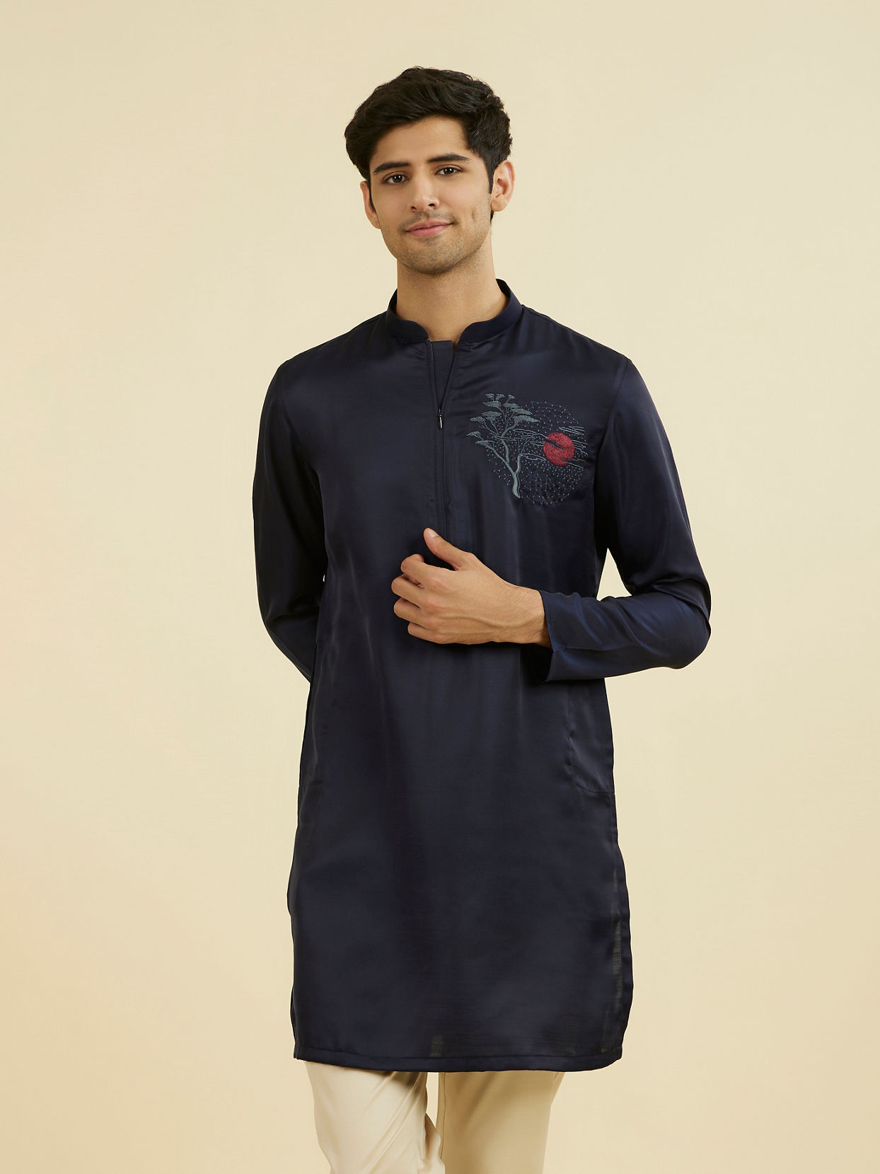 Manyavar Men Regal Dark Blue Kurta