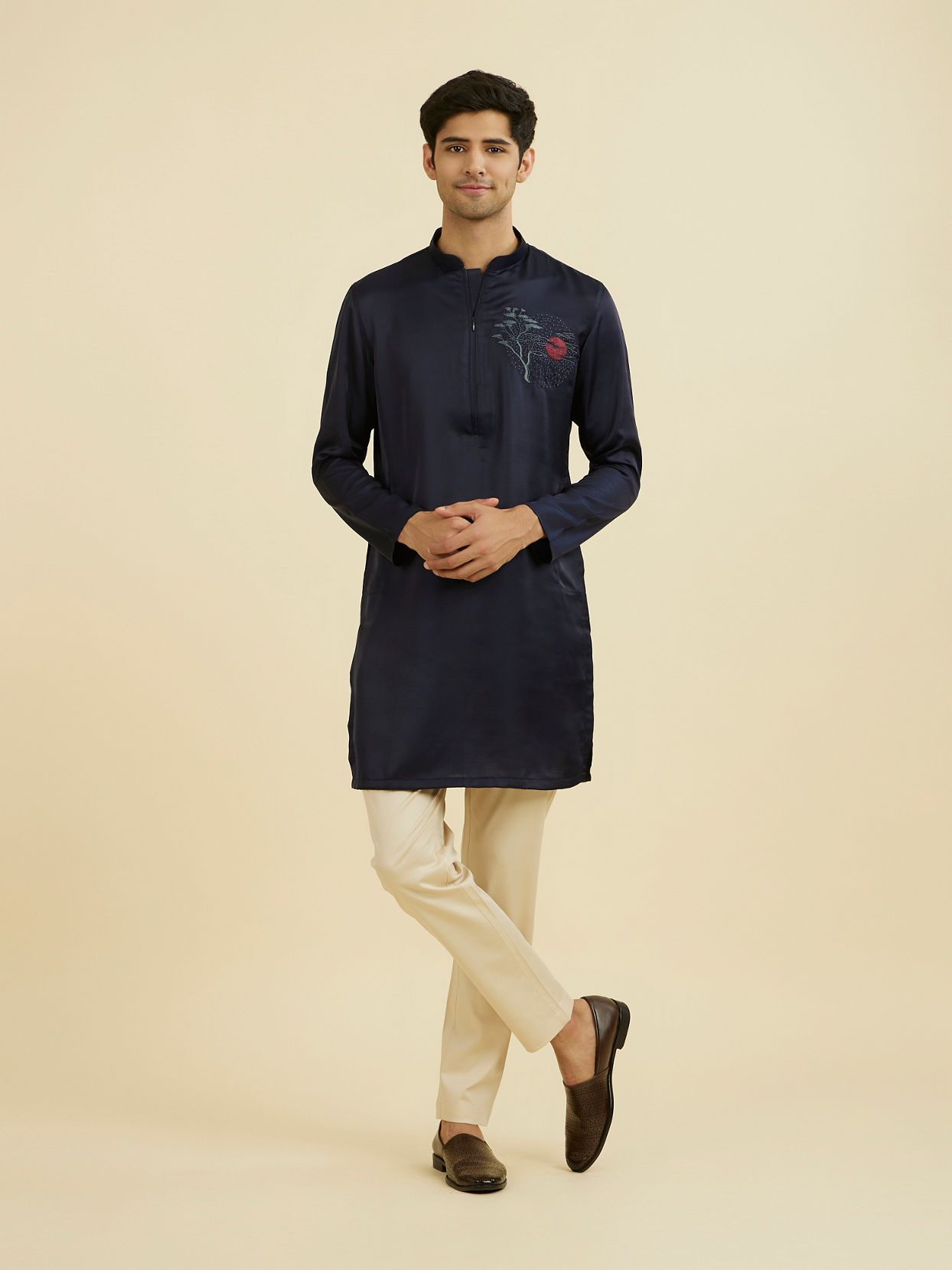 Manyavar Men Regal Dark Blue Kurta