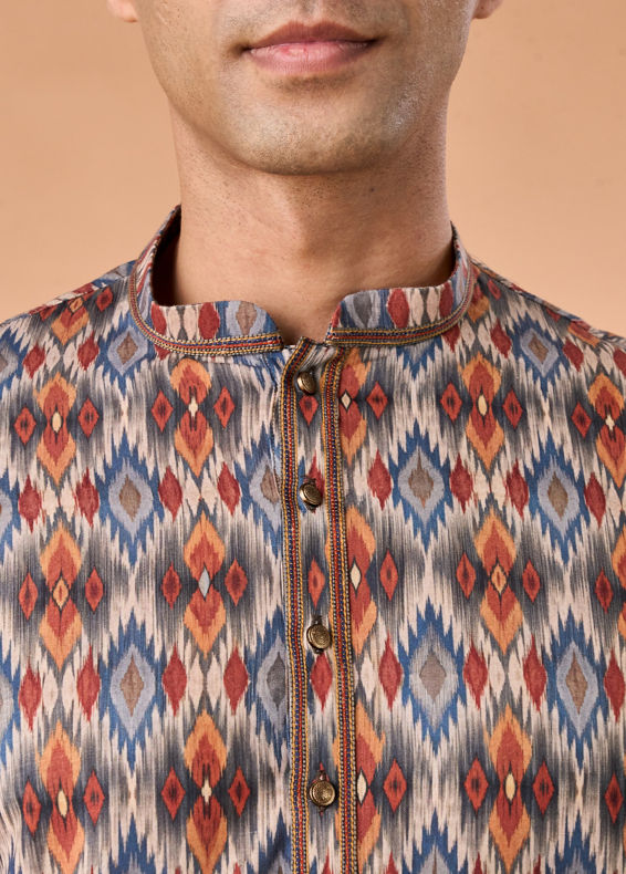 Manyavar Men Rustic Radiance Dark Blue Kurta