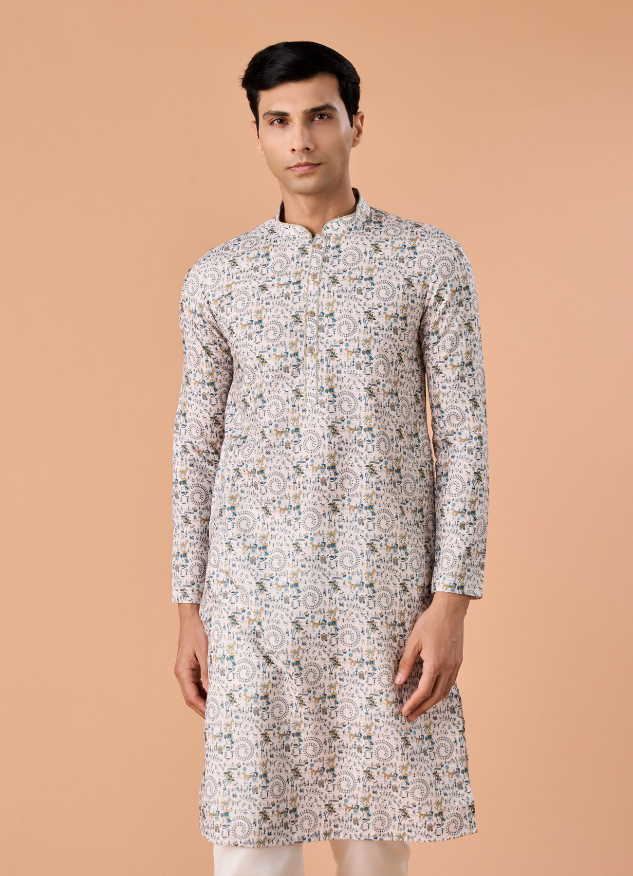 Manyavar Men Timeless Elegance Cream Kurta
