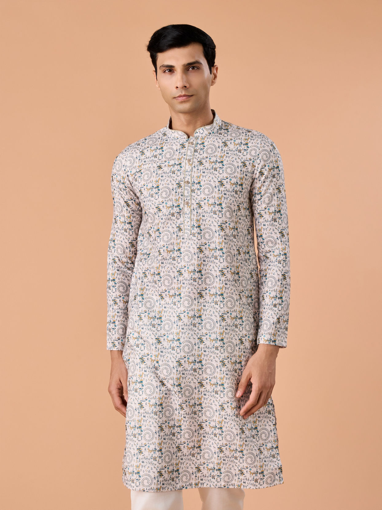Manyavar Men Timeless Elegance Cream Kurta