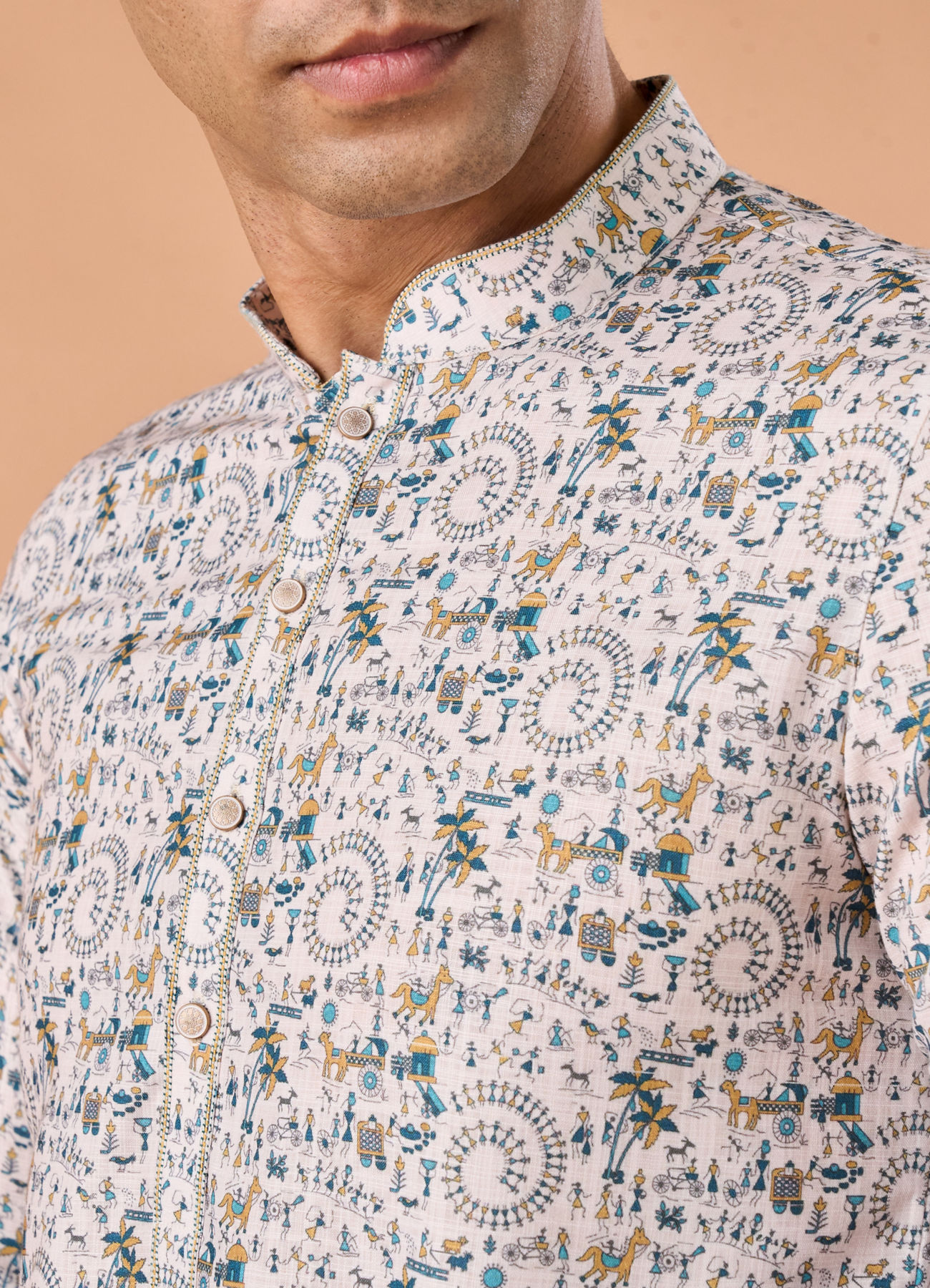 Manyavar Men Timeless Elegance Cream Kurta