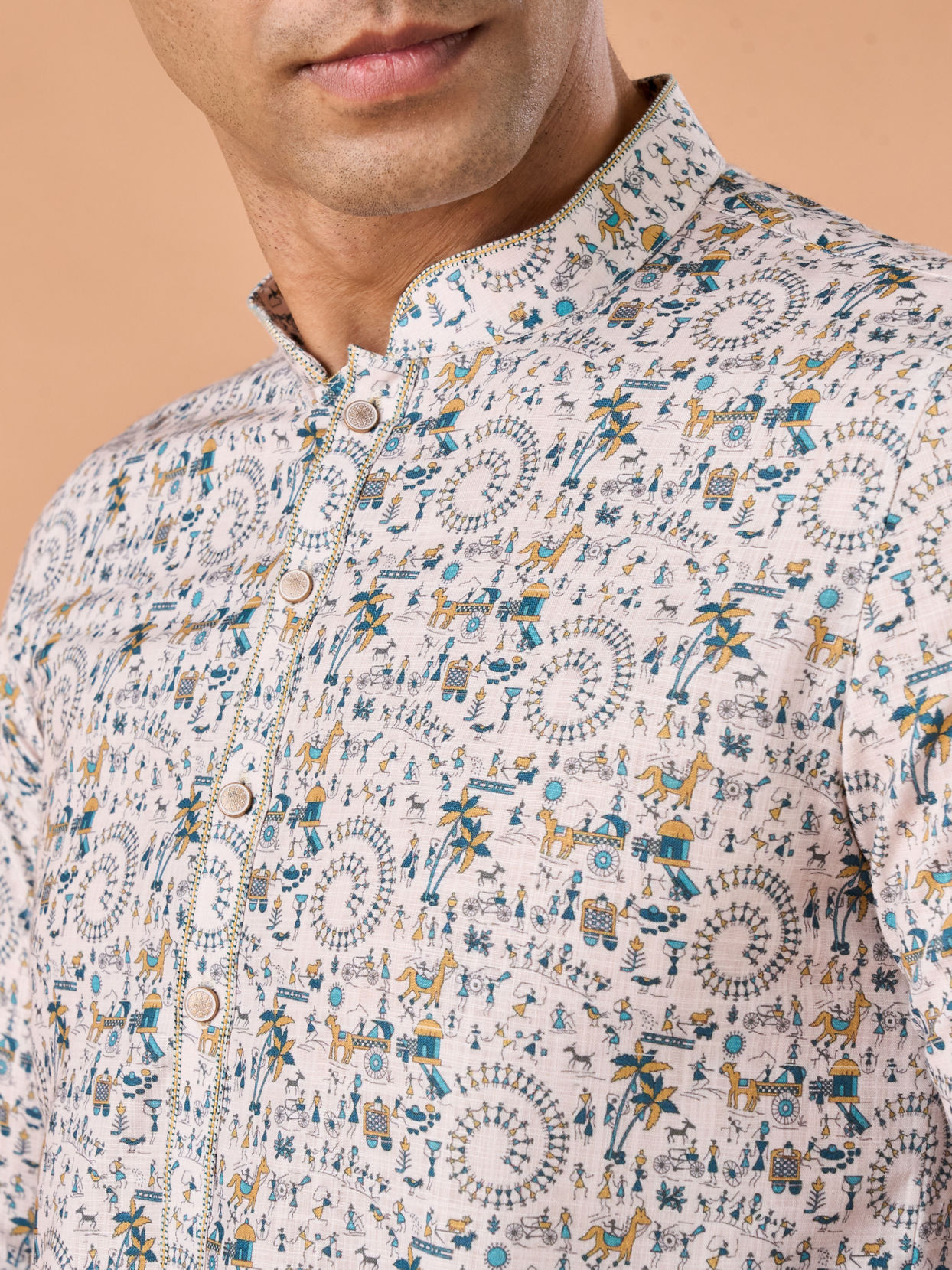 Manyavar Men Timeless Elegance Cream Kurta