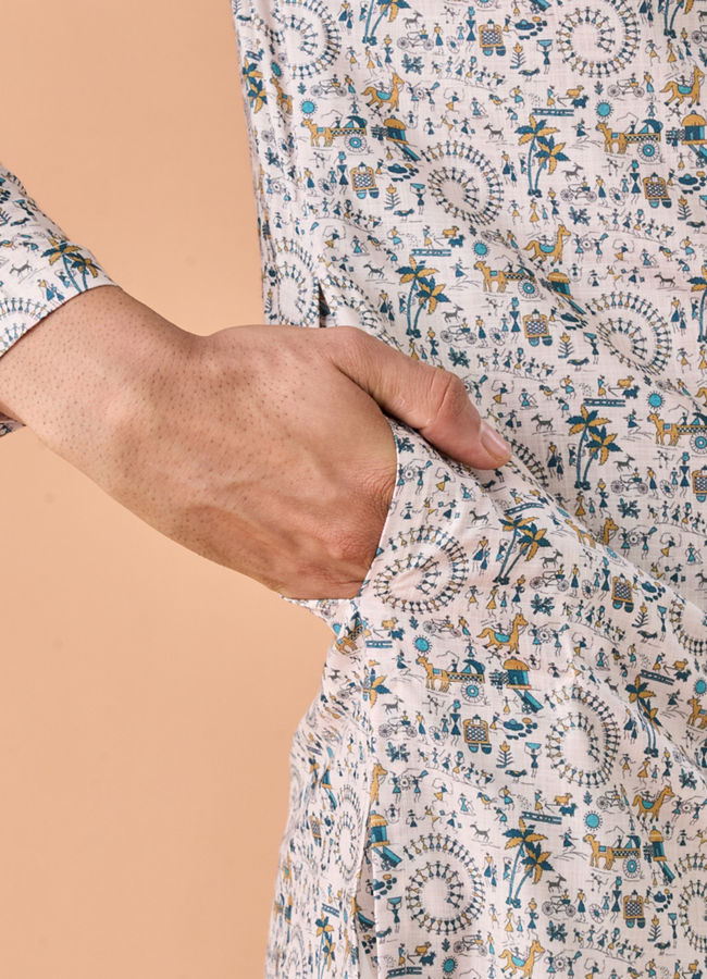 Manyavar Men Timeless Elegance Cream Kurta