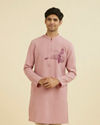 Manyavar Men Dusty Pink Mid Length Kurta