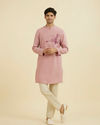 Manyavar Men Dusty Pink Mid Length Kurta