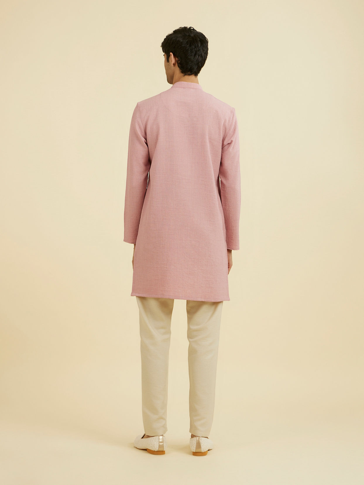 Manyavar Men Dusty Pink Mid Length Kurta
