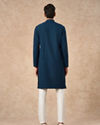 Manyavar Men Dark Blue Art Silk Kurta with Self-Texture