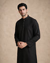 Manyavar Men Black Silk Kurta with Self-Texture