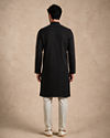 Manyavar Men Black Silk Kurta with Self-Texture