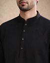 Manyavar Men Black Silk Kurta with Self-Texture