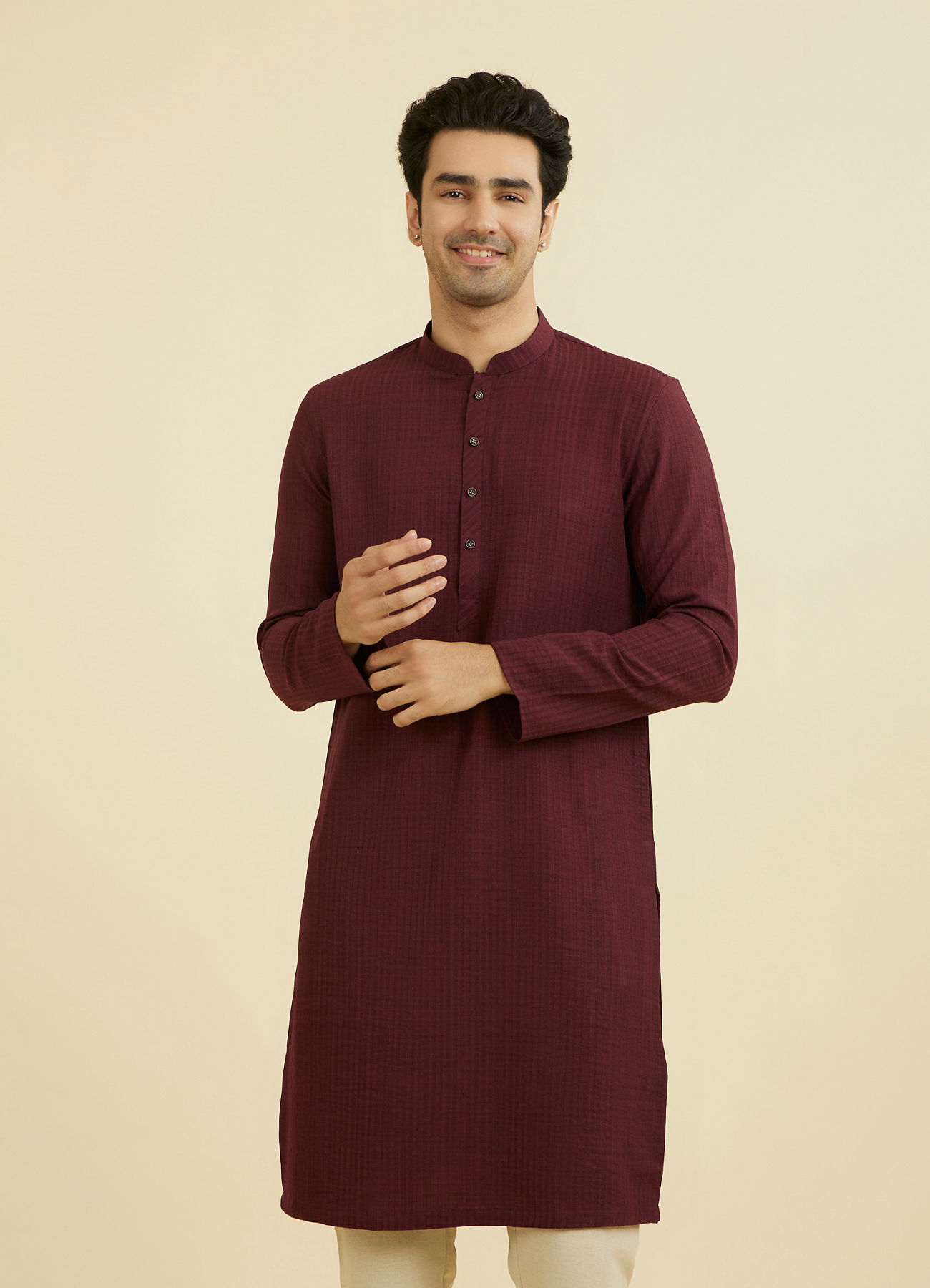 Manyavar Men Regal Wine Kurta