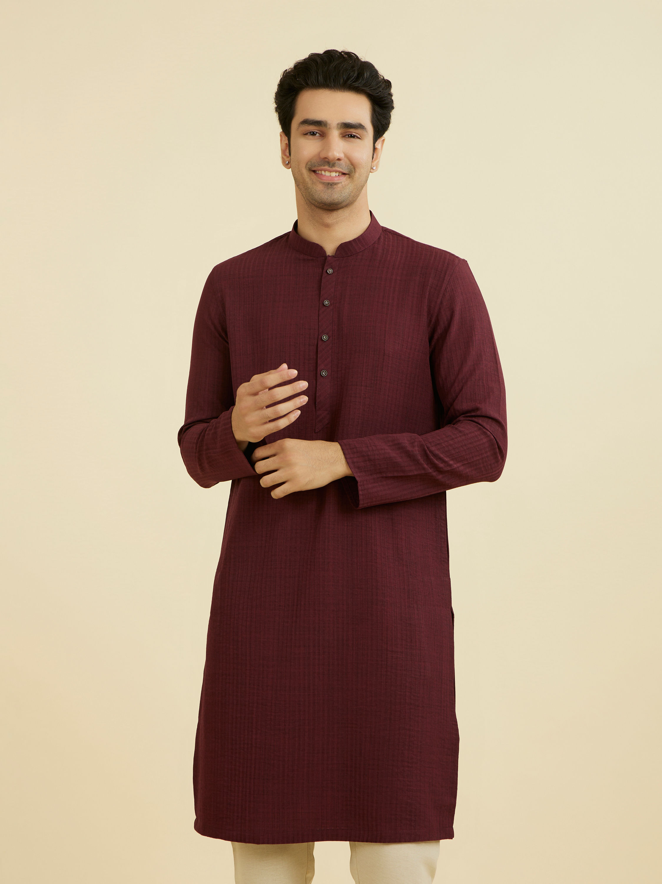 Manyavar Men Regal Wine Kurta